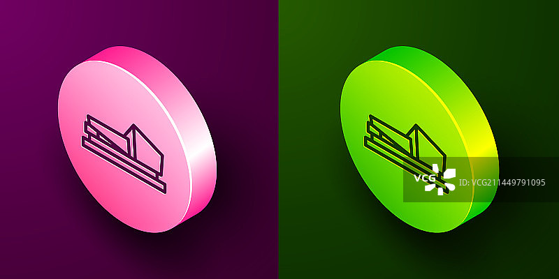 紫色背景上的2.5D等距线条木斧图标图片素材