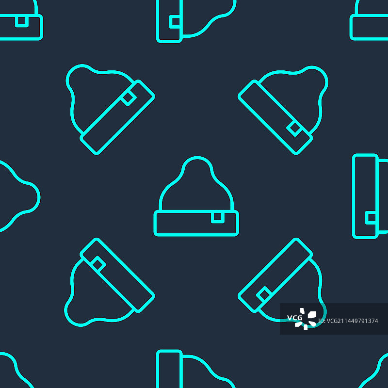 绿色线条无檐小便帽无缝图标图片素材