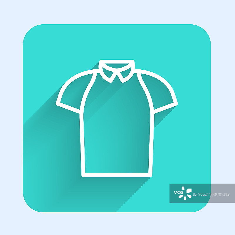 白色线条马球衫图标，长阴影图片素材