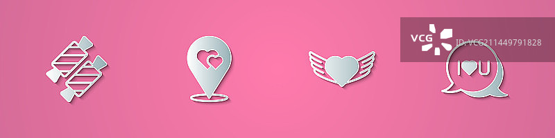 剪纸糖果心形位置套装图片素材