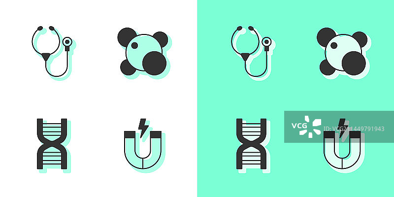 磁铁听诊器DNA符号和分子图片素材