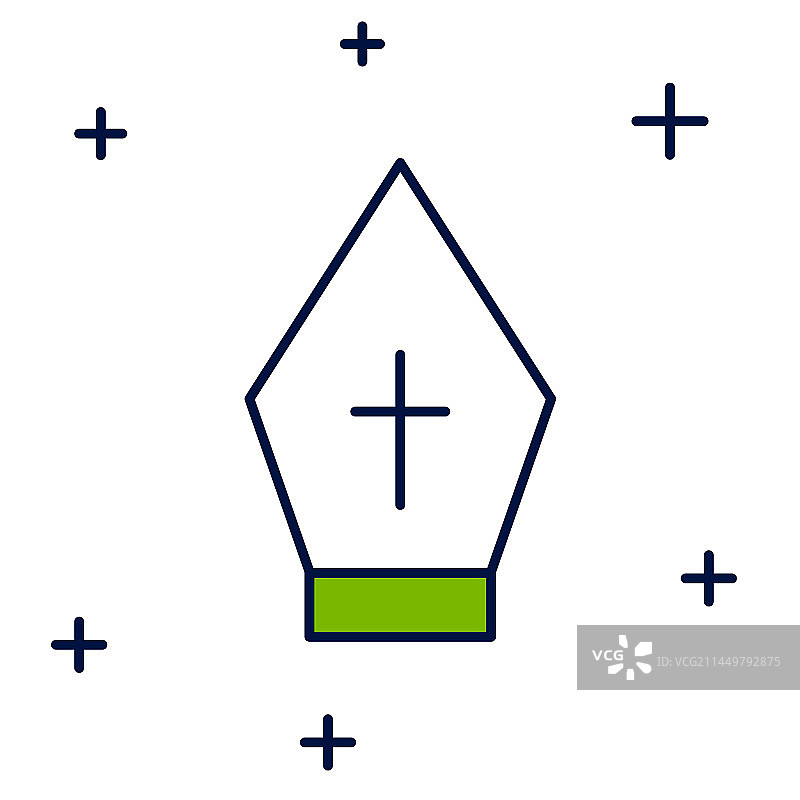 白色背景上的教皇帽轮廓图标图片素材