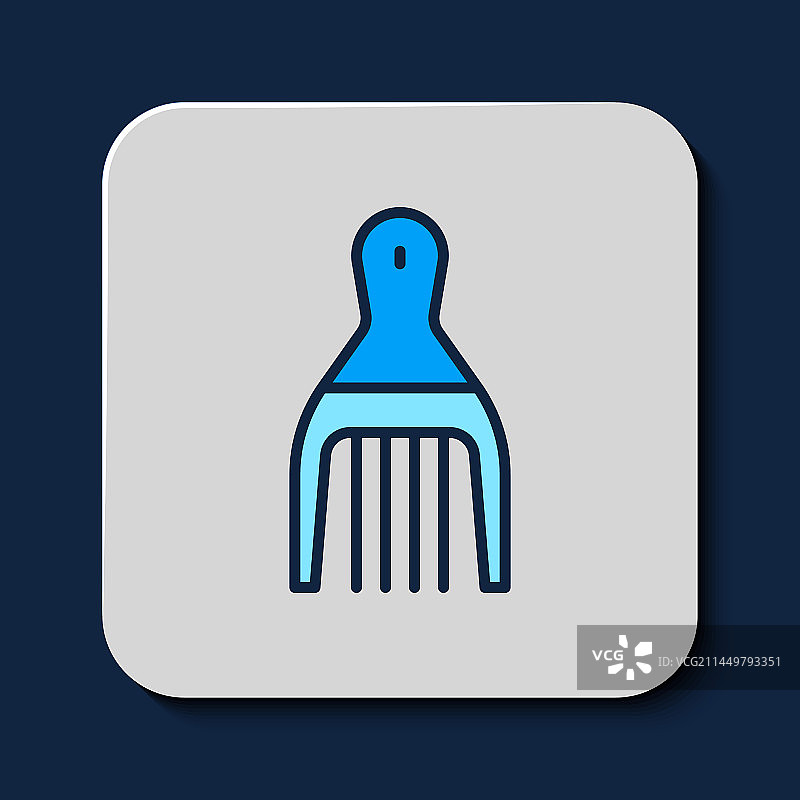 填充轮廓发夹图标，蓝色背景图片素材