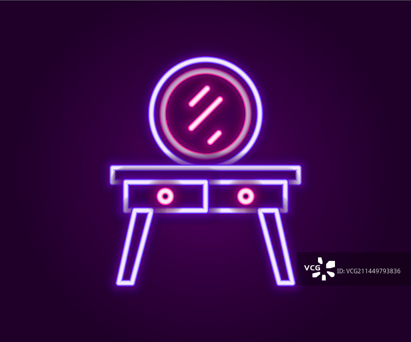 发光霓虹灯线梳妆台图标图片素材