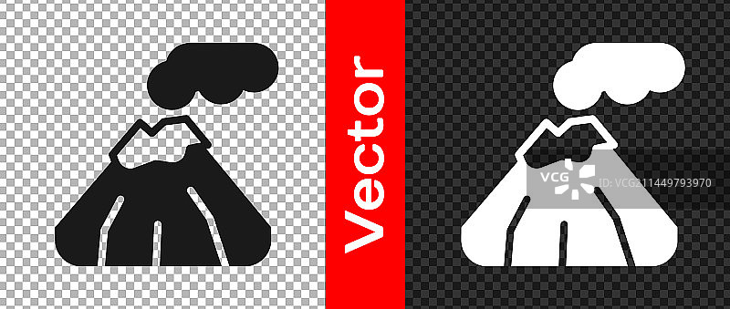 透明背景上的黑色火山图标图片素材