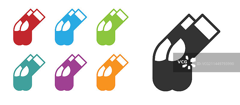 白色背景上的黑色袜子图标合集图片素材