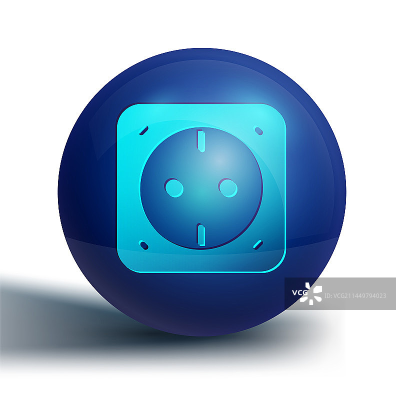 白色背景上孤立的蓝色电源插座图标图片素材