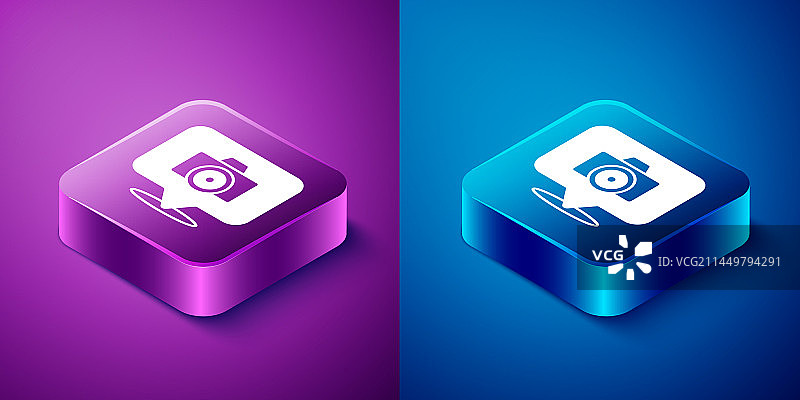 2.5D照片相机蓝色背景图标图片素材