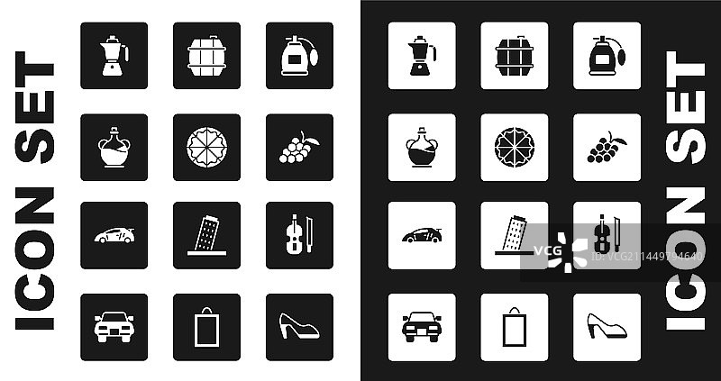 香水披萨橄榄油瓶咖啡套装图片素材