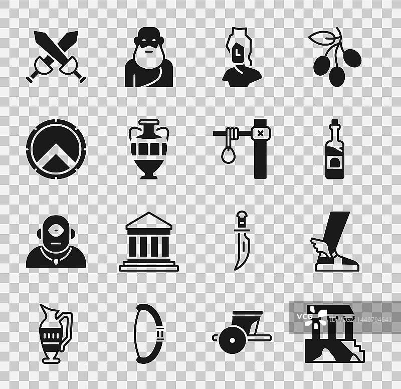 帕特农神庙赫尔墨斯凉鞋葡萄酒套装图片素材