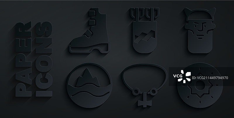 维京海浪宝石项链套装图片素材