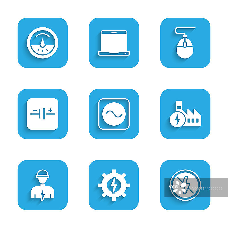 交流电压源齿轮闪电元素合集图片素材