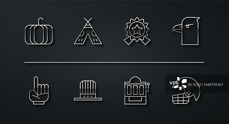 南瓜数字1手套线条元素图片素材