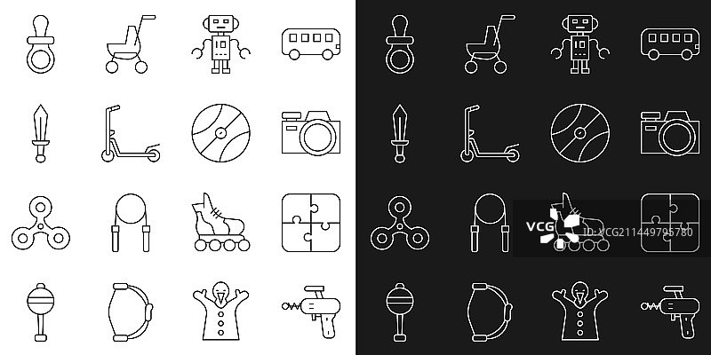 射线枪、拼图玩具和照相机图片素材