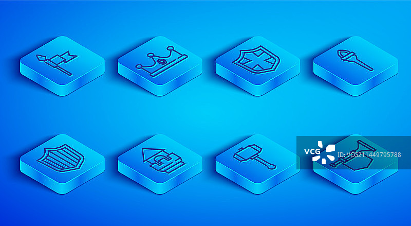 中世纪长矛国王王冠盾牌线条设计图片素材