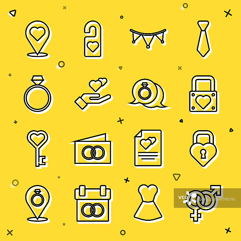 心形城堡性别线条图标图片素材