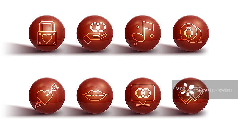 带有箭头钻石的心形锁和爱情锁线条设置图片素材