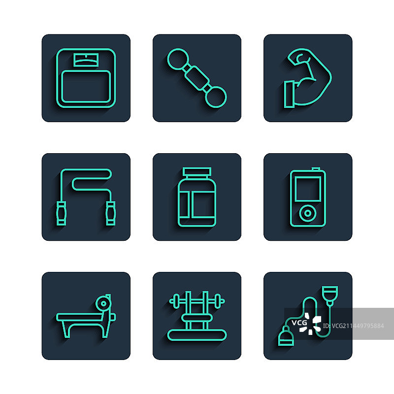 长椅杠铃拉力器组合图片素材