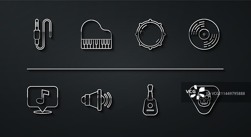 音频插孔、音符、黑胶唱片图片素材