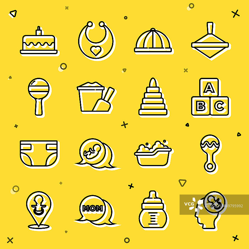 奶嘴、拨浪鼓、婴儿玩具、字母图片素材