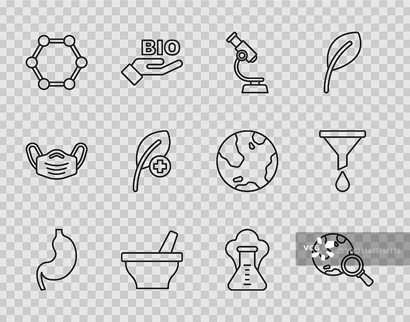 线条图案：人类胃部与放大镜图片素材