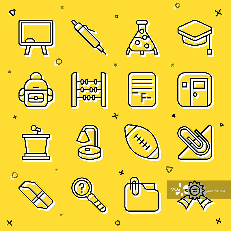 奖牌、回形针、教室和试卷组合图片素材