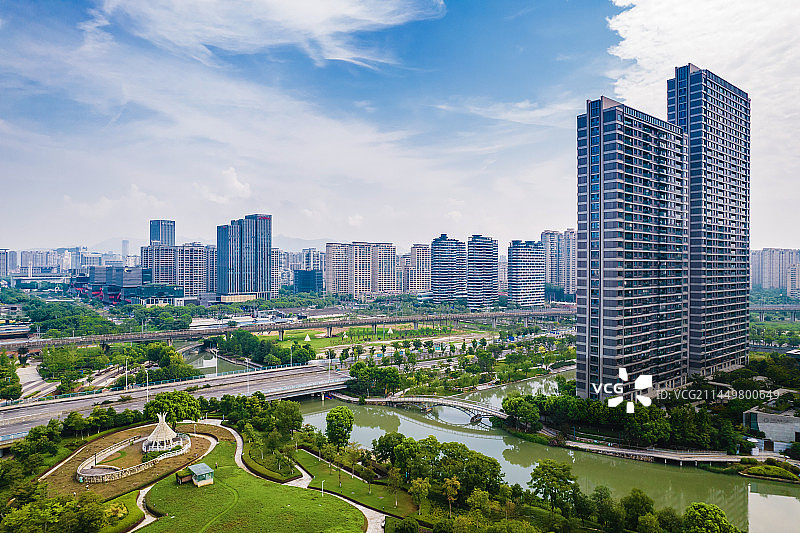 温州中央绿轴，世纪公园城市风光图片素材