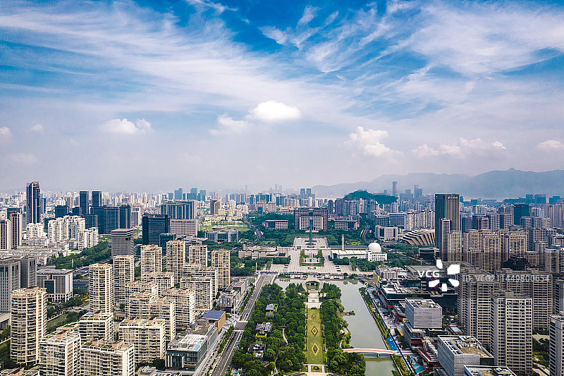 温州中央绿轴，世纪公园城市风光图片素材