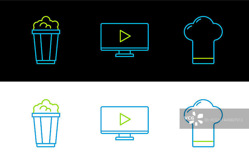 厨师帽、纸板箱爆米花等厨房用具图片素材