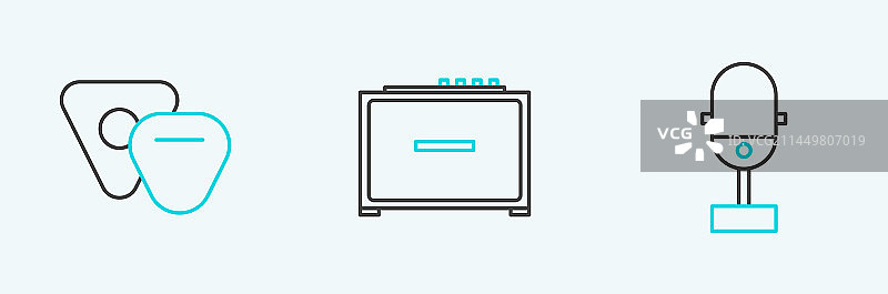 麦克风、吉他拨片和放大器图片素材