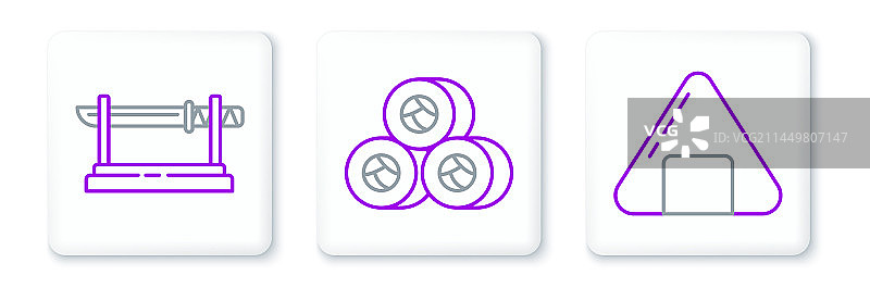 寿司、传统日本武士刀线条素材图片素材