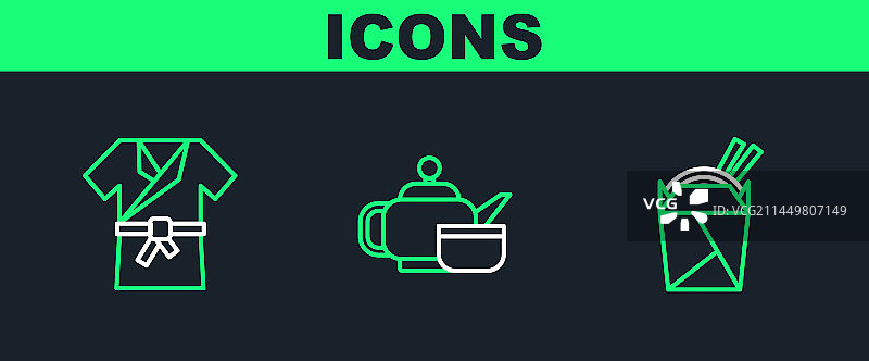 纸盒筷子亚洲面条线条图片素材