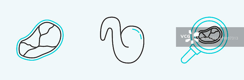 平底锅煎牛排与炸肉图案图片素材