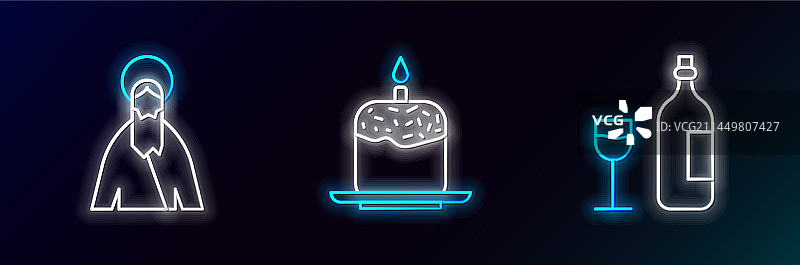 葡萄酒瓶、酒杯和耶稣图片素材