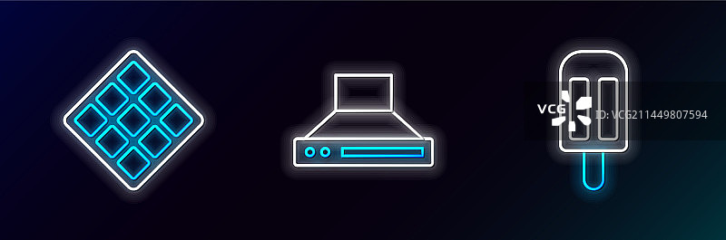 冰淇淋华夫饼厨房抽油烟机线条组合图片素材