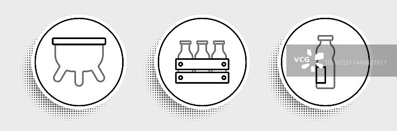 成套线条：瓶装酸奶和乳房图片素材