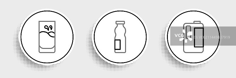 塑料瓶牛奶玻璃杯牛奶线稿图片素材