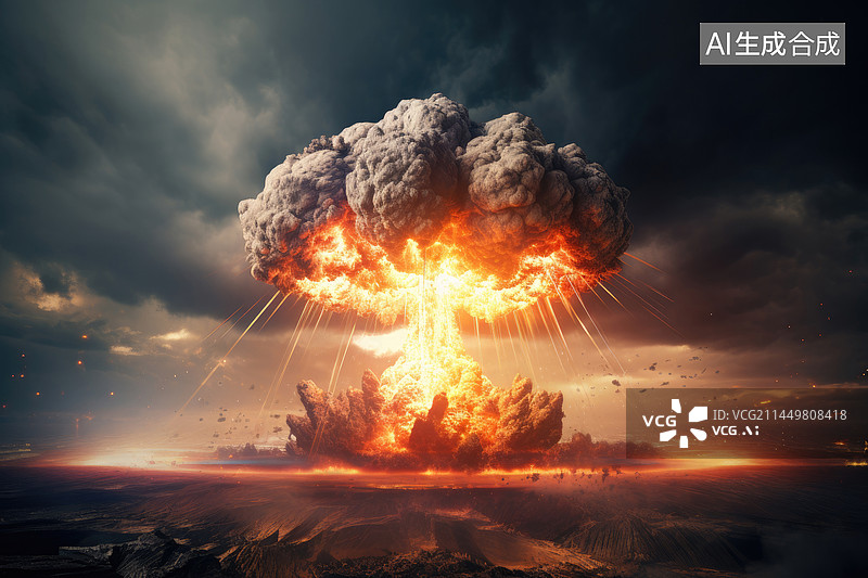 【AI数字艺术】蘑菇云核爆炸场景图片素材