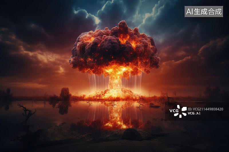 【AI数字艺术】蘑菇云核爆炸场景图片素材