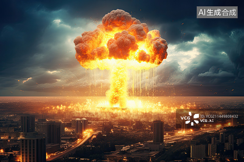【AI数字艺术】蘑菇云核爆炸场景图片素材
