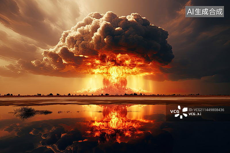【AI数字艺术】蘑菇云核爆炸场景图片素材