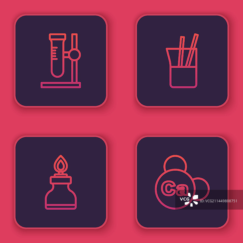 试管烧瓶支架酒精线性组合图片素材