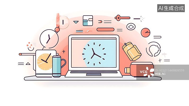 【AI数字艺术】时间规划管理商业艺术插画图片素材