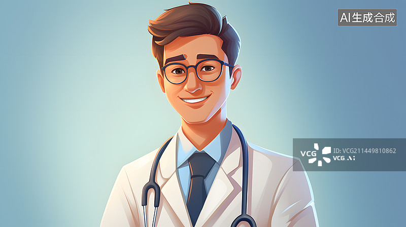 【AI数字艺术】医生形象插画图片素材