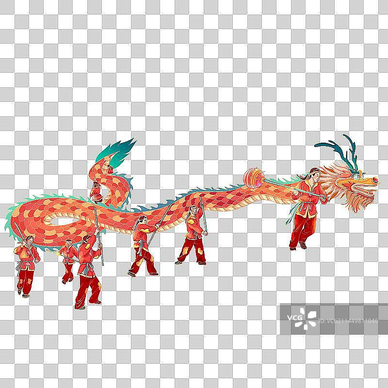 国潮舞龙插画免抠素材图片素材