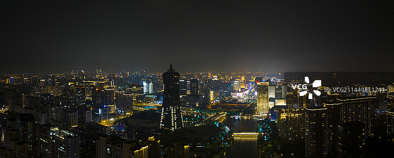 杭州拱墅区京杭大运河武林门夜景航拍图片素材
