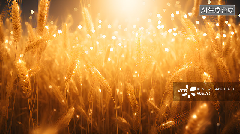 【AI数字艺术】小麦秋收特写图片素材