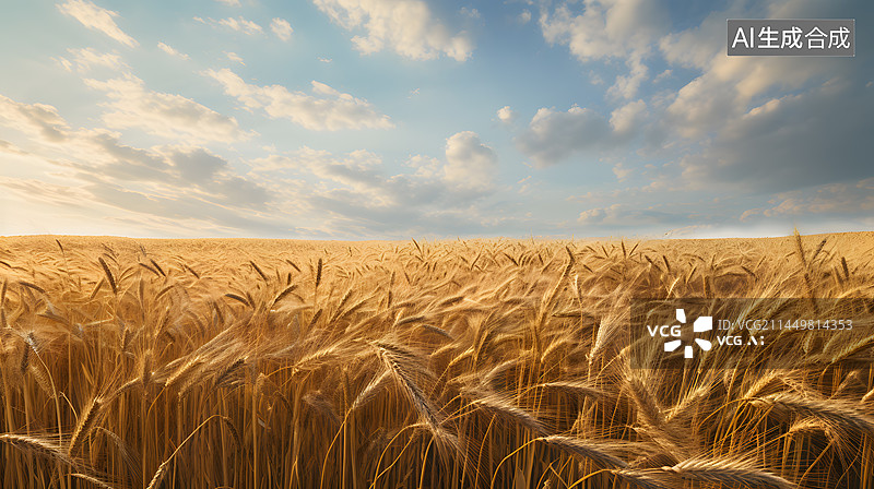 【AI数字艺术】小麦秋收特写图片素材