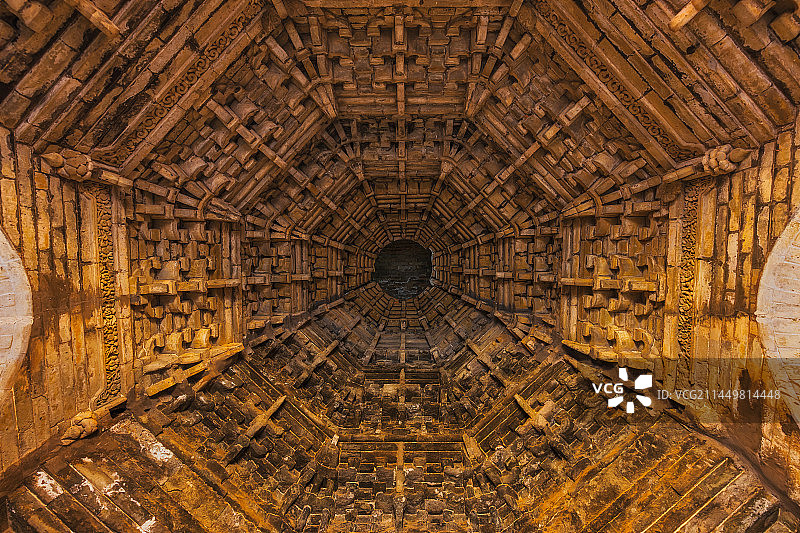 山西省运城市永济市蒲州镇（永济万固寺）无量殿（内部空间）图片素材