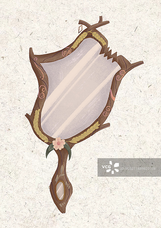 肌理扁平插画-复古异形镜子图片素材